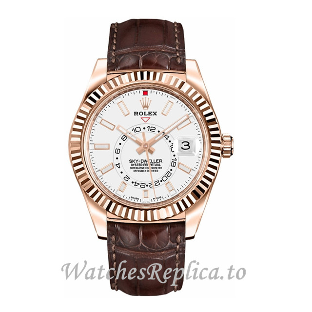 Replica Rolex Sky-Dweller m326135-0006 42MM Leather strap Mens Watch - Replica Watches Shop