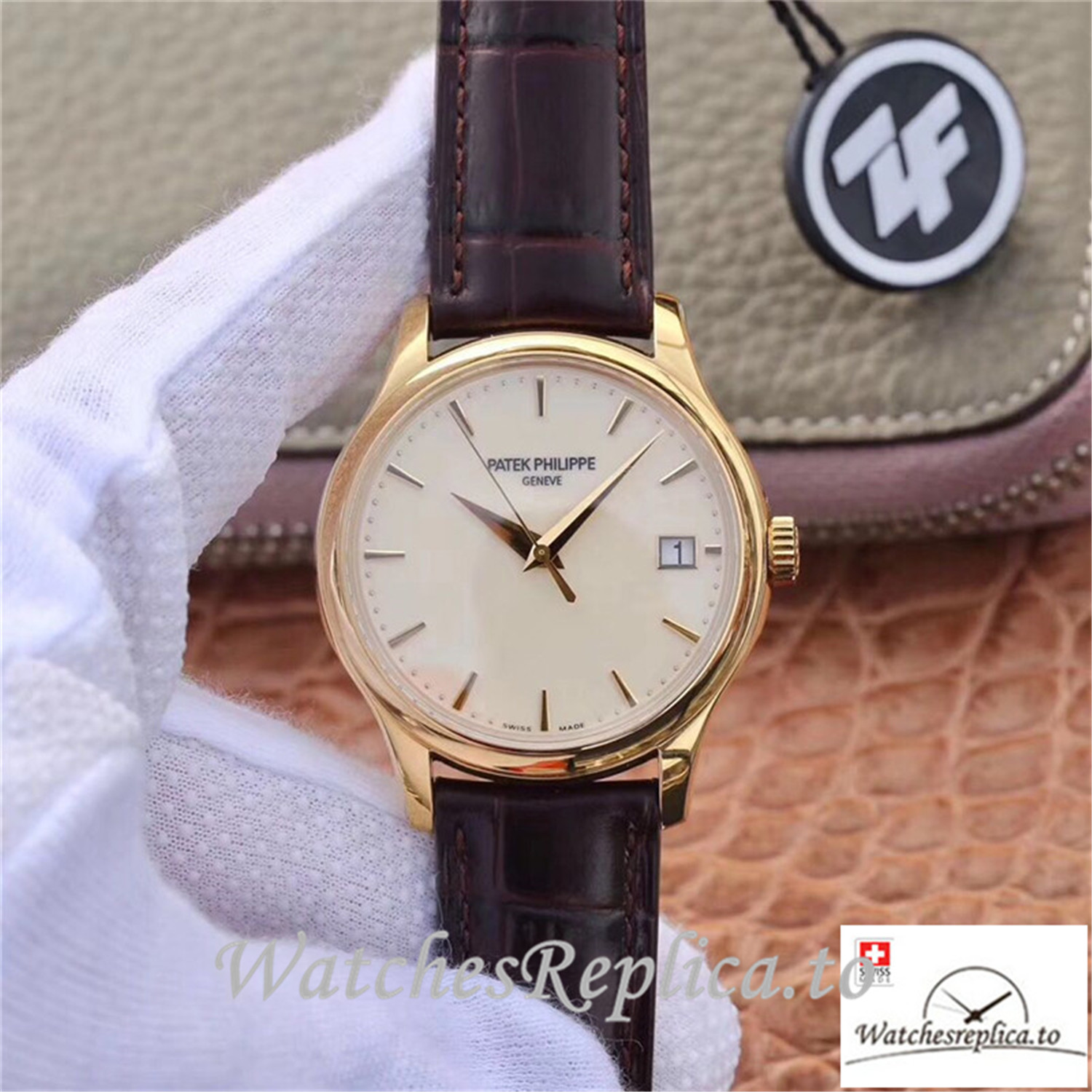 Swiss Patek Philippe Calatrava Yellow Gold Replica 5227J-001 Black Strap 39MM×10.2MM - Replica Watches Shop