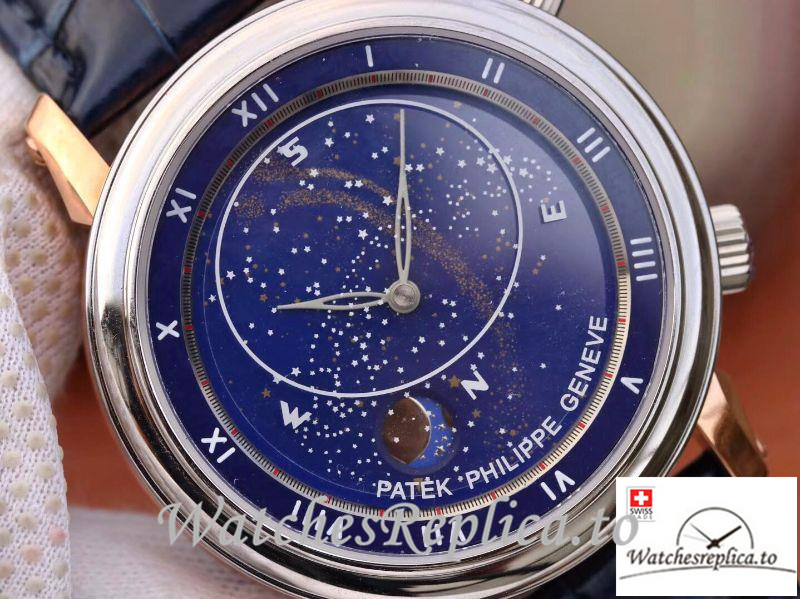 Swiss Patek Philippe Grand Complications Sky Moon Celestial Rose Gold Replica 5102PR-001 Black Strap - Replica Watches Shop