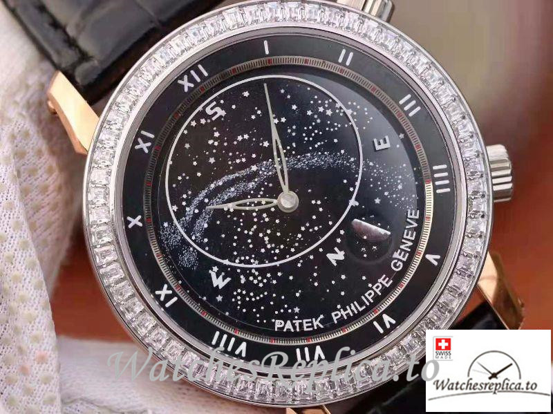 Swiss Patek Philippe Grand Complications Sky Moon Celestial Replica 5102PR Black Strap 43MM - Replica Watches Shop