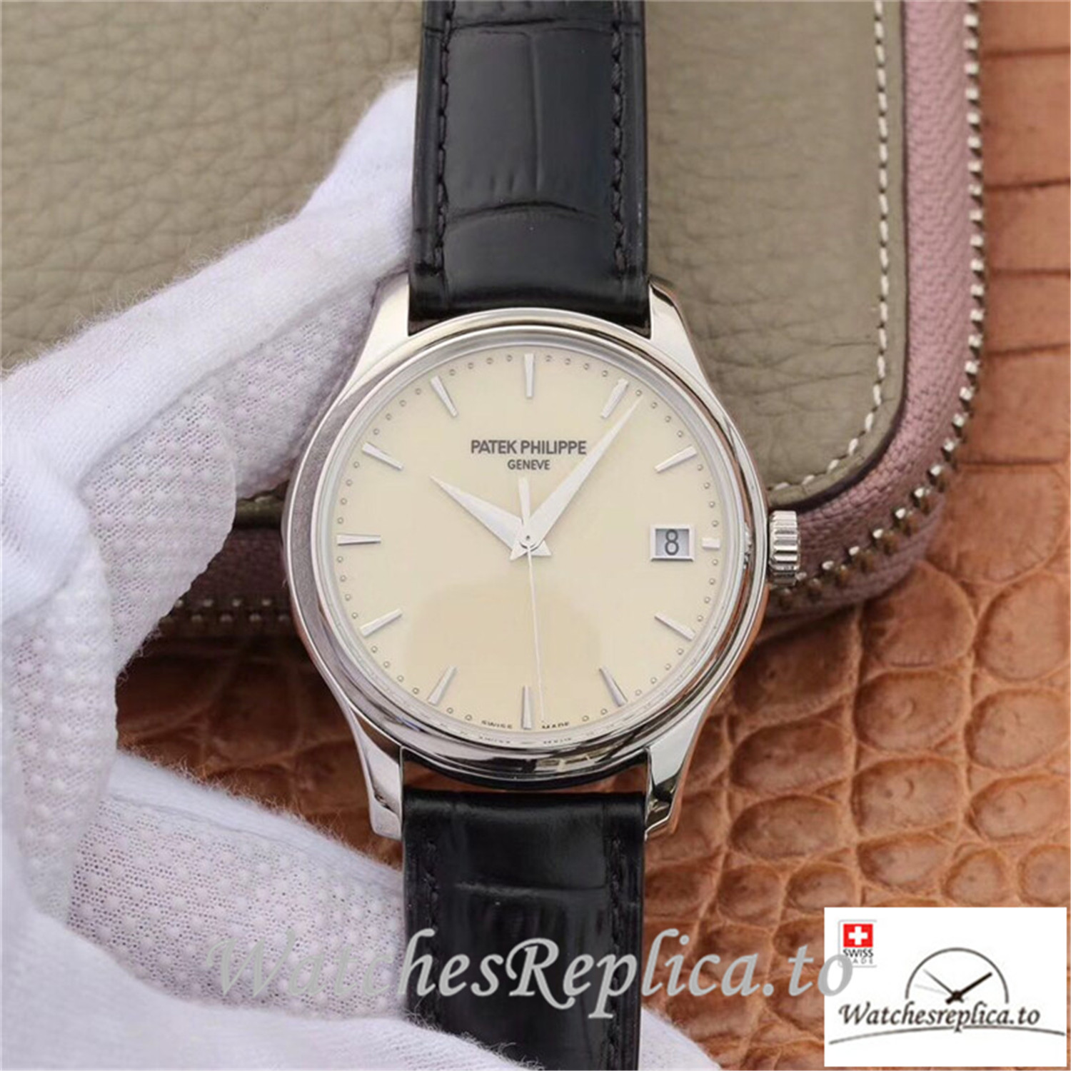 Swiss Patek Philippe Calatrava Replica 5227 Black Strap 39MM×10.2MM - Replica Watches Shop