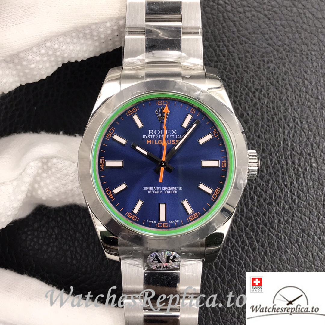 Swiss Rolex Milgauss Replica Stainless steel strap 40MM Blue Dial - Replica Watches Shop