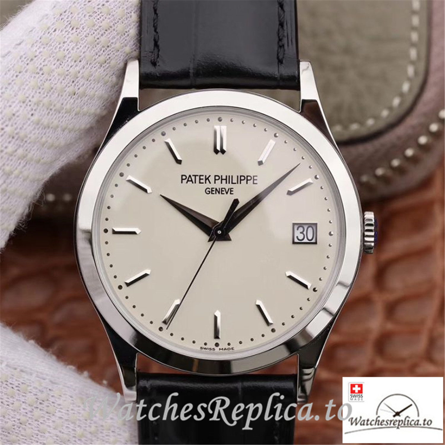 Swiss Patek Philippe Calatrava Replica 5296G-010 Black Strap 39MM×9MM - Replica Watches Shop