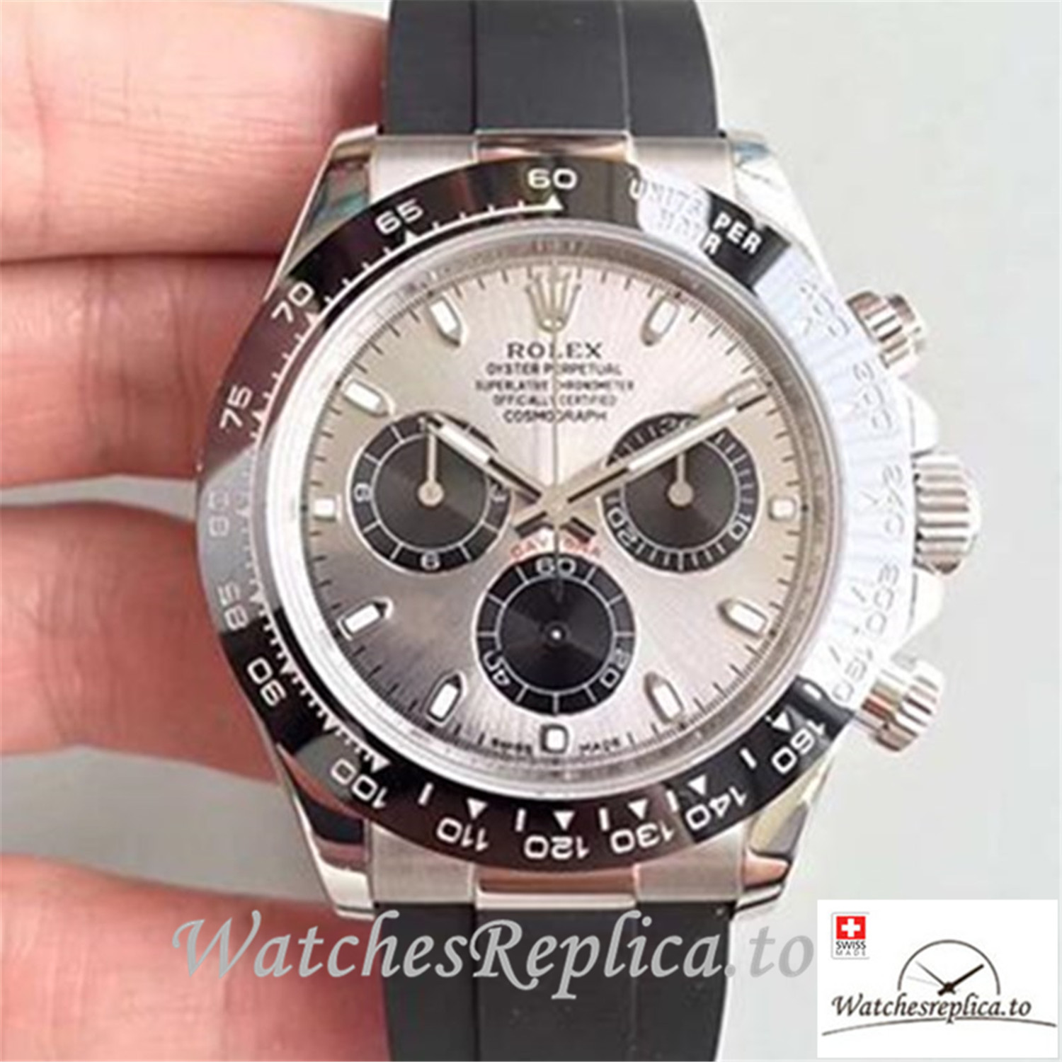 Swiss Rolex Daytona Cosmograph Replica 116519LN Black Rubber strap 40MM - Replica Watches Shop