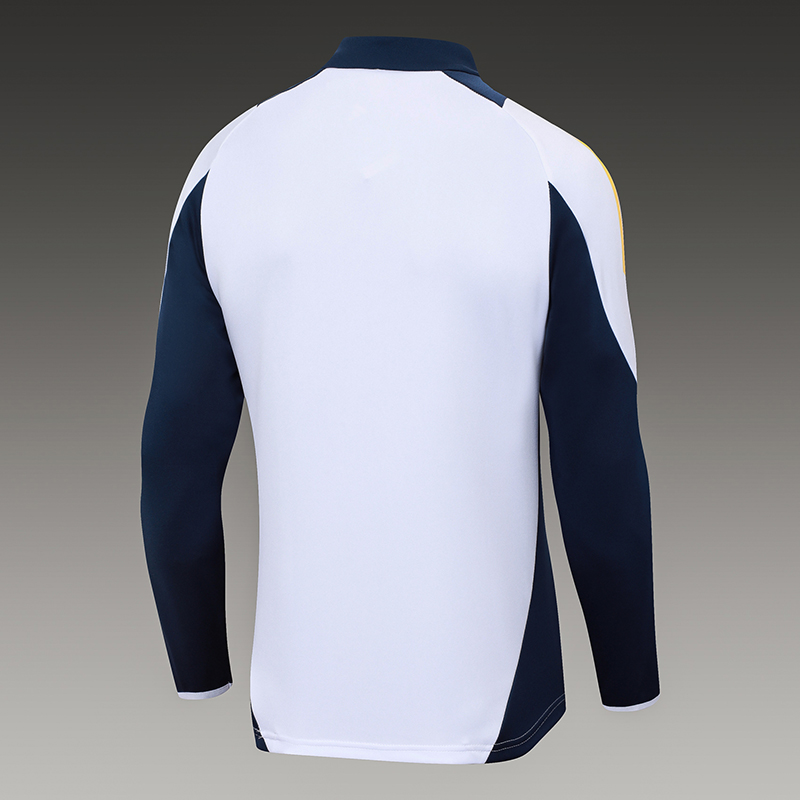 2024/2025 Real Madrid Half-Pull Training Wear White Football Shirt