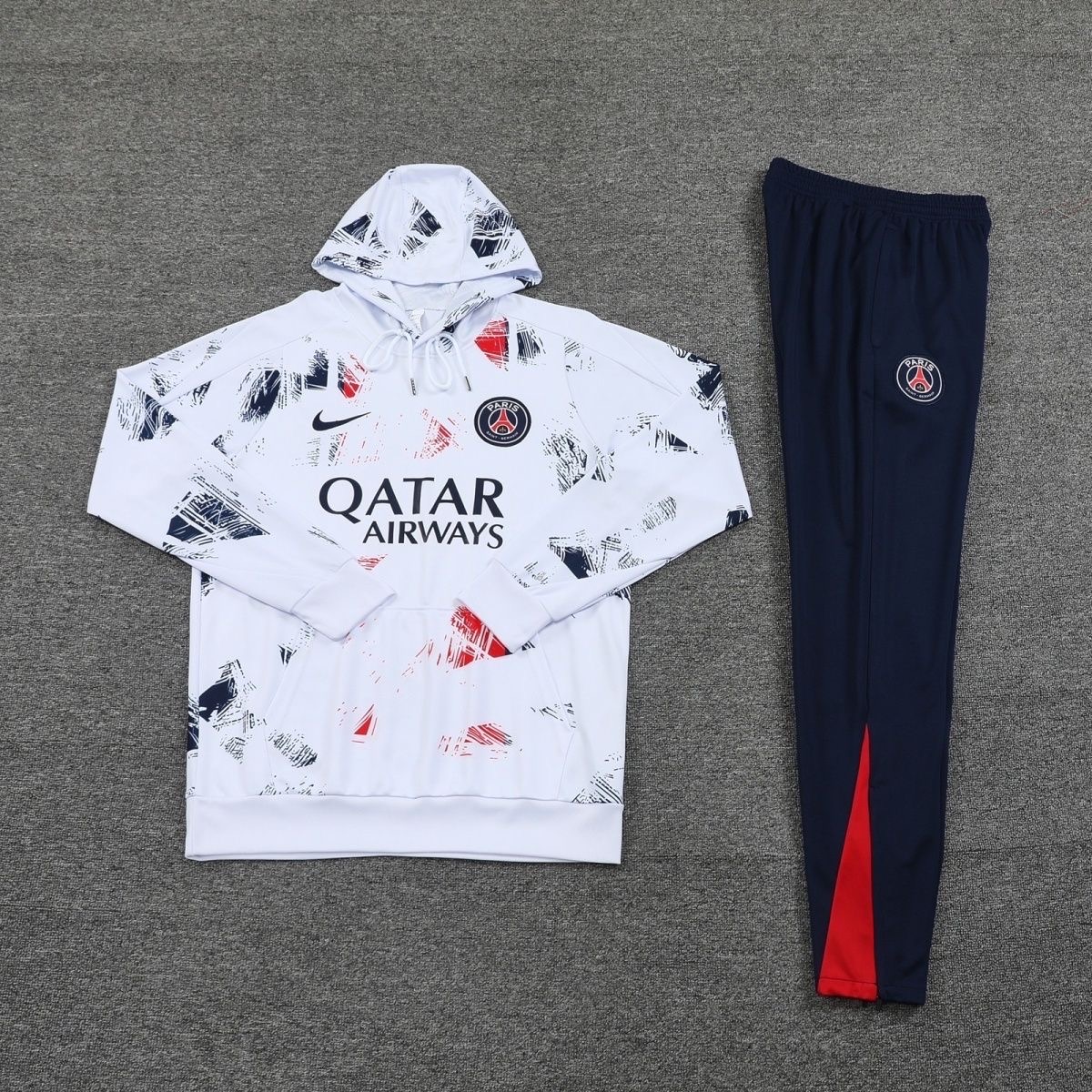2024/2025 Paris Saint-Germain Hooded Long Sleeves Training Suit White Football Shirt