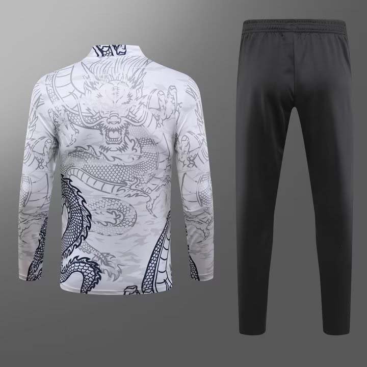 2023/2024 Real Madrid Half-Pull Training Suit White Football Shirt Set