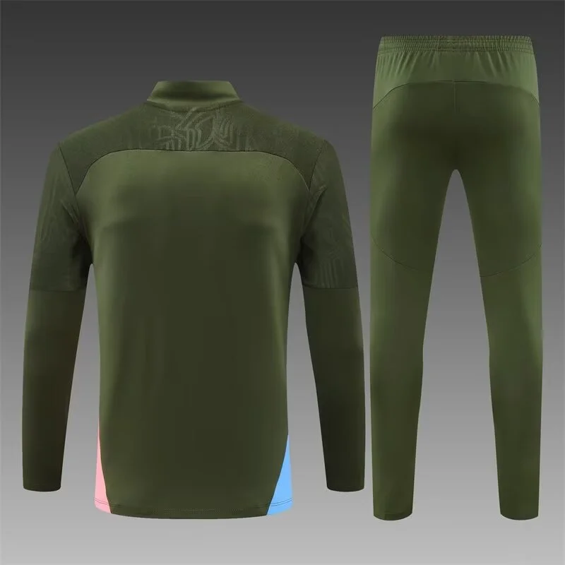 2024/2025 Manchester City Half-Pull Training Wear Army Green Football Shirt