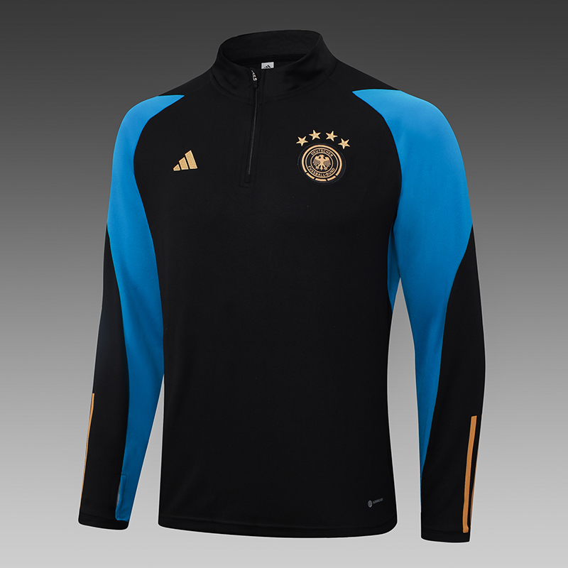 2023 Germany Half-Pull Training Suit Black Football Shirt Set