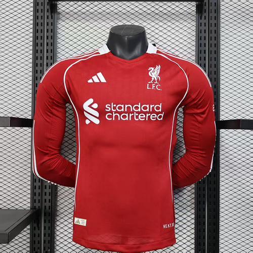 2025/2026 Player Version Long Sleeve Liverpool Home Football Shirt