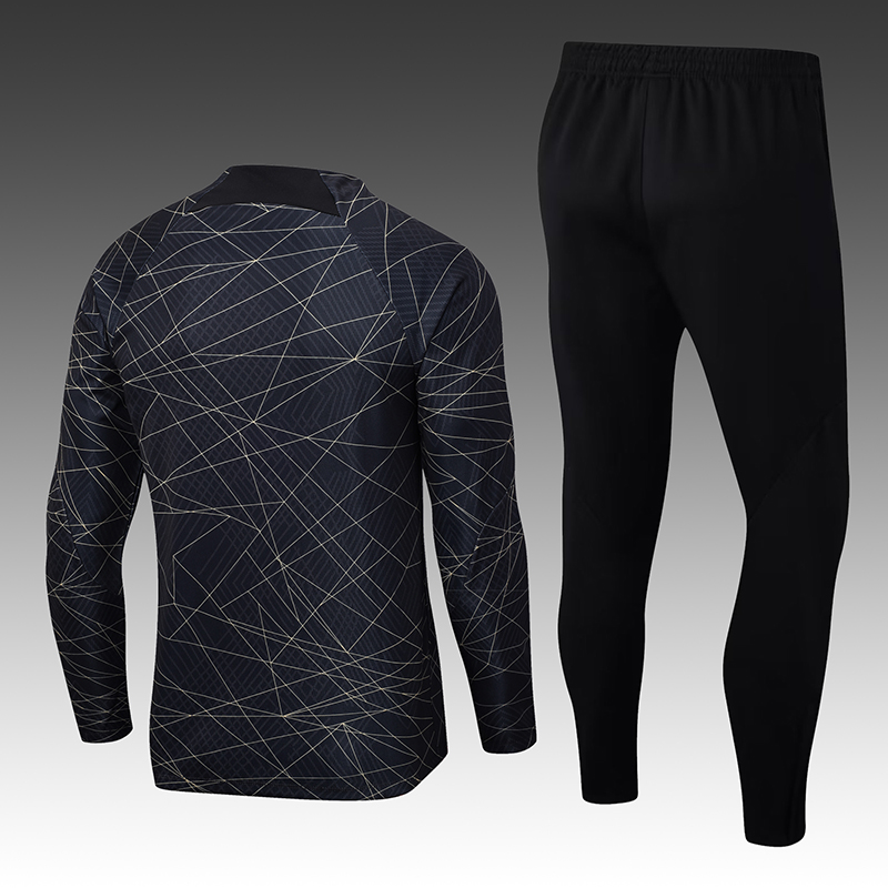2023/2024 Paris Saint-Germain Half-Pull Training Suit Gold Black Football Shirt Set