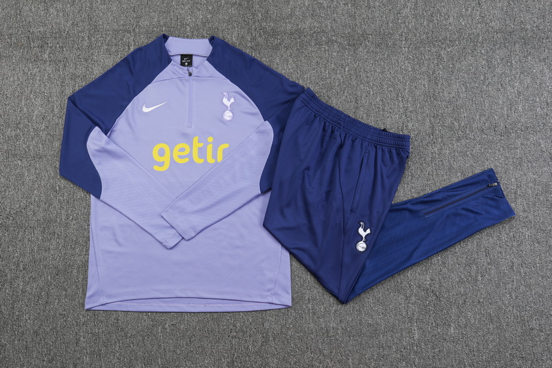 2023/2024 Tottenham Hotspur Half-Pull Training Suit Purple Football Shirt Set