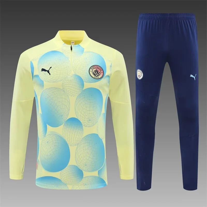 2024/2025 Manchester City Half-Pull Training Wear Light Yellow Football Shirt
