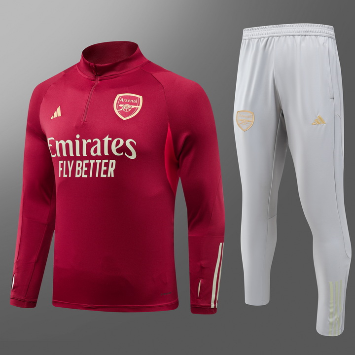 2023/2024 Arsenal Half-Pull Training Suit Maroon Red Football Shirt Set