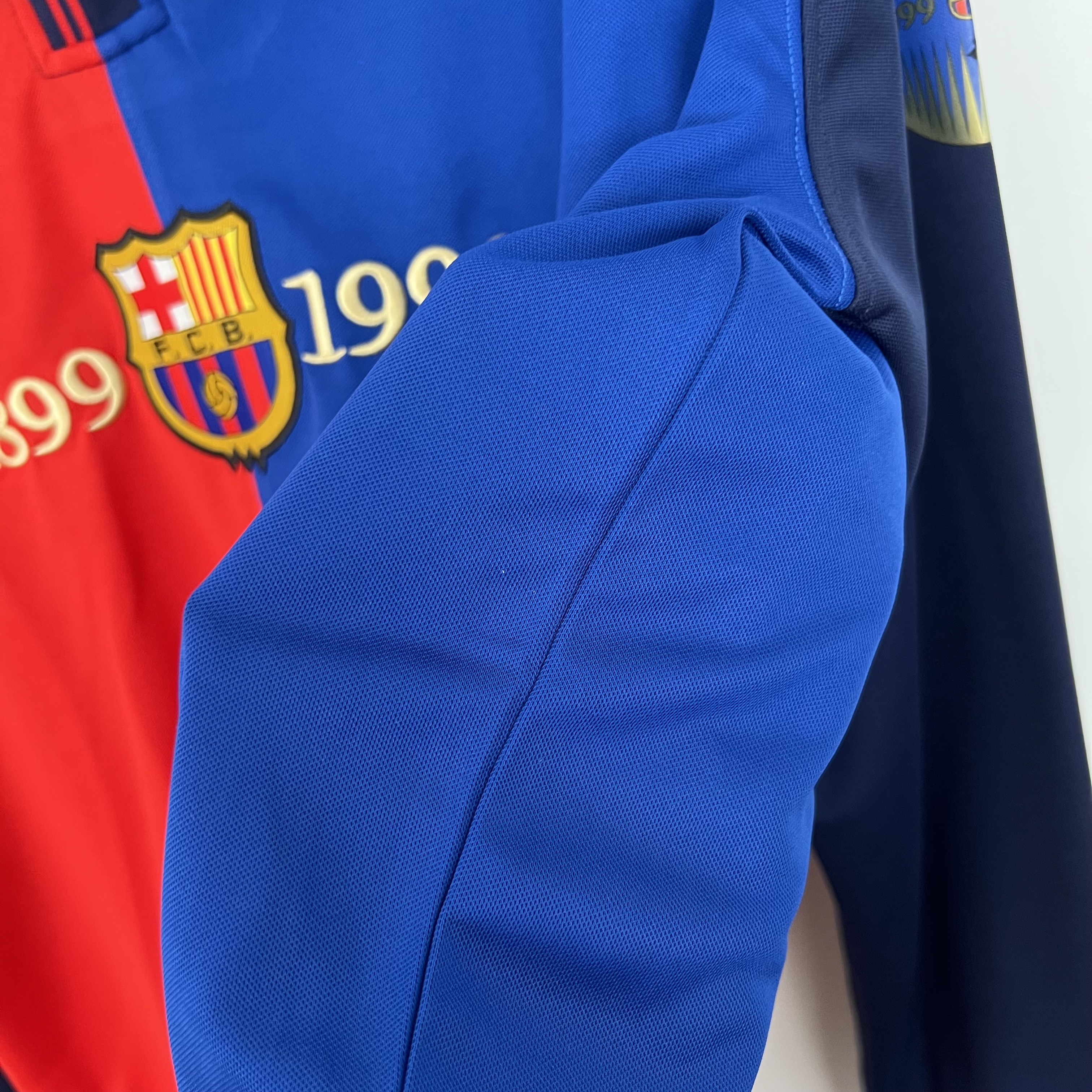 1999/2000 Long Sleeve Retro Barcelona Home 100th Anniversary Version Football Shirt
