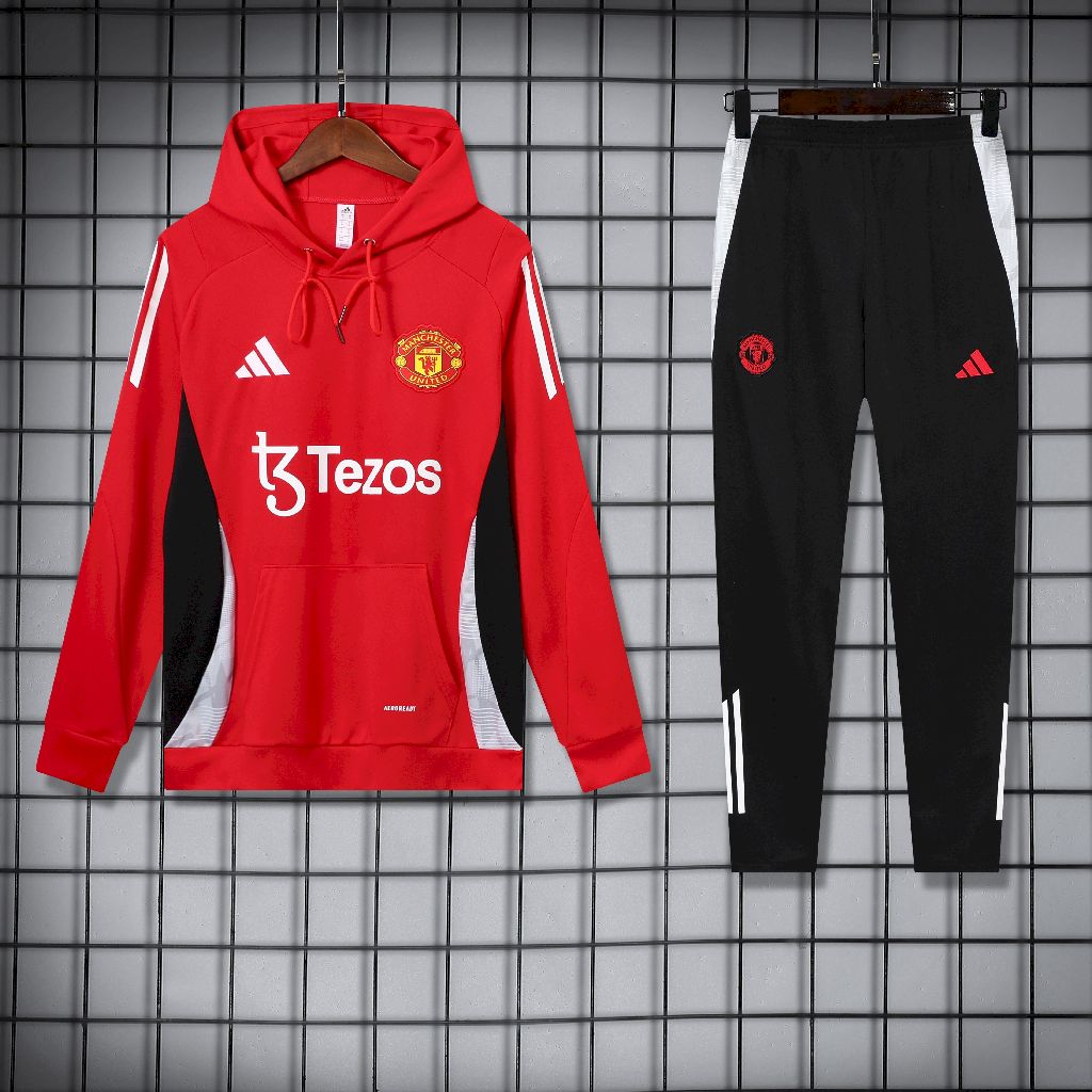 2024/2025 Manchester United Hooded Long Sleeves Training Suit Red Football Shirt