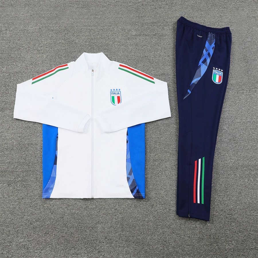 2024/2025 Italy Long ZippedTraining Suit white Football Shirt Set