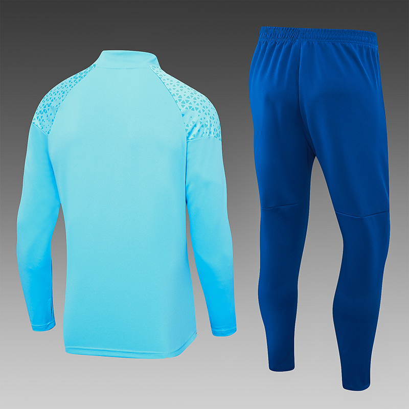 2023/2024 Olympique Marseille Half-Pull Training Suit Light Blue Football Shirt Set