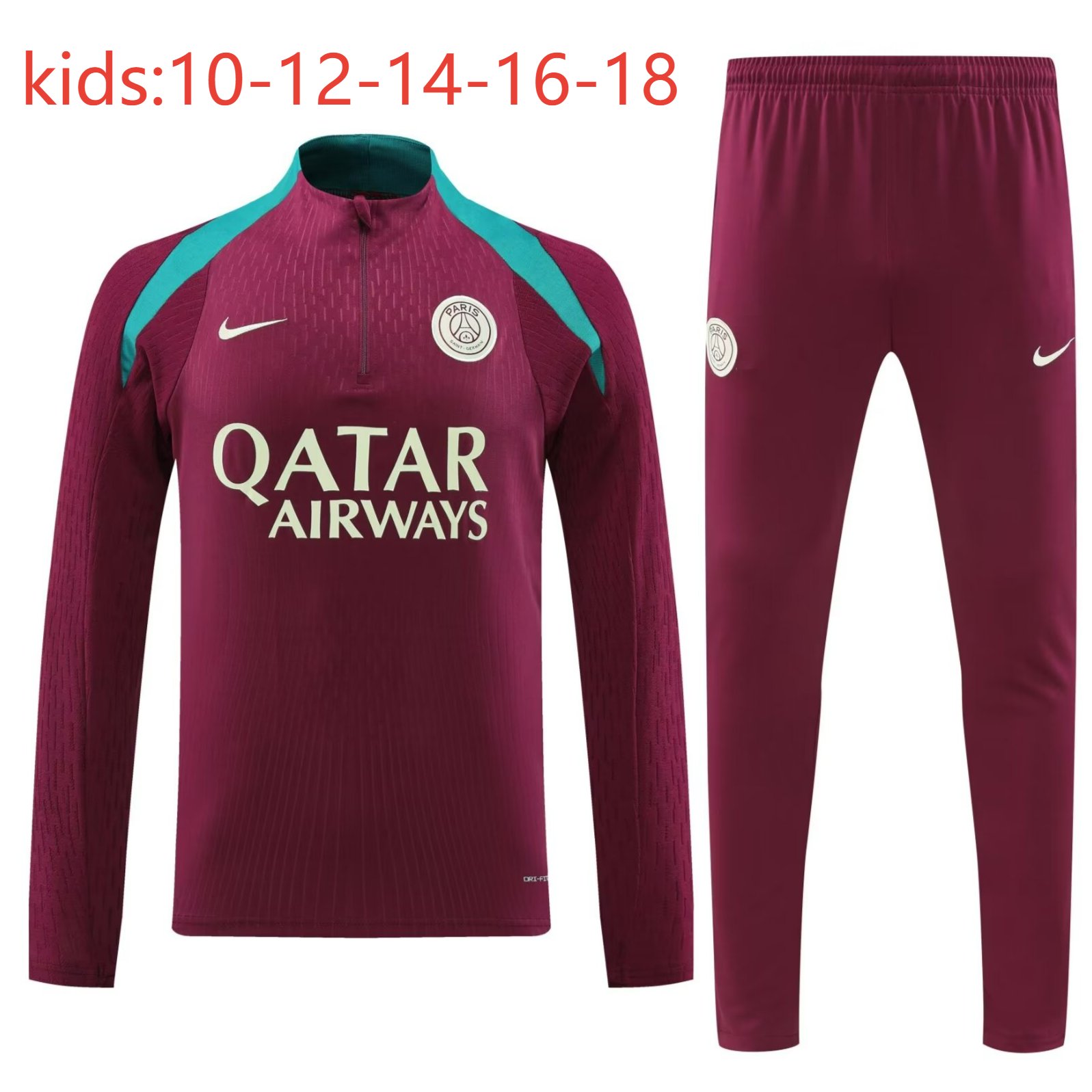 2024/2025 Kids Kit Paris Training Suit Football Shirt Red