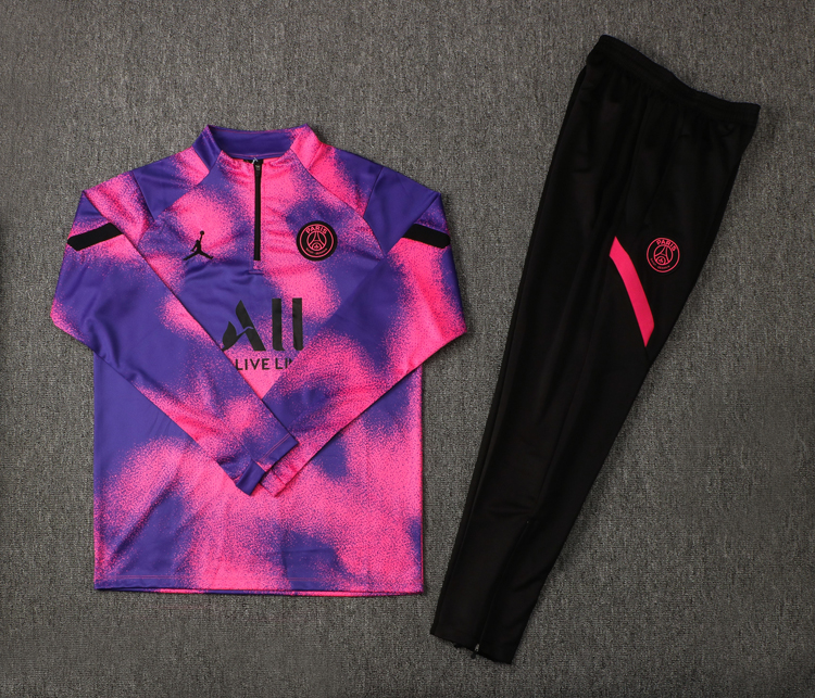2021/2022 Paris Saint-Germain Half-Pull Training Suit Pink Football Shirt Set
