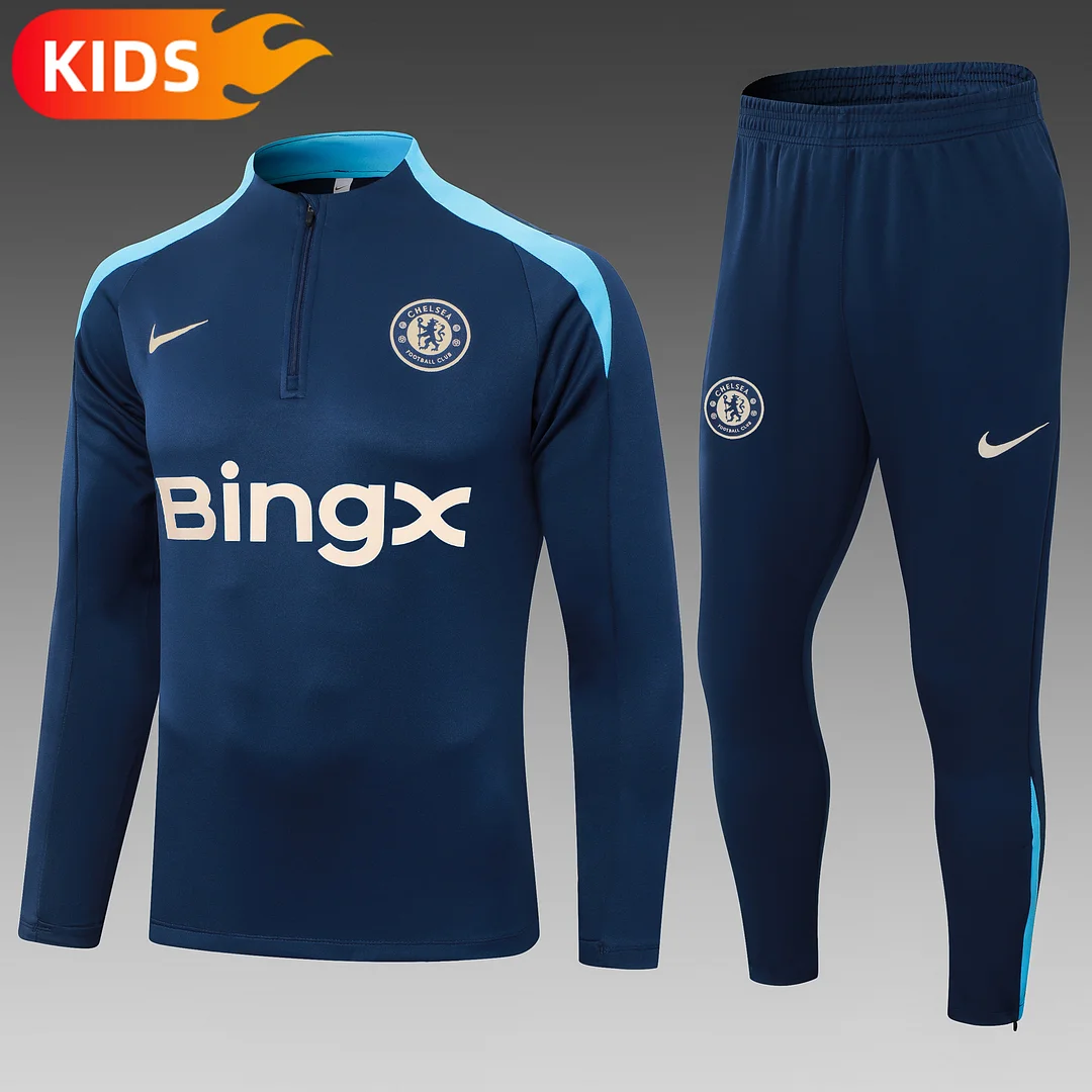 2024/2025 Chelsea Half-Pull Training Wear Blue Football Shirt Kids Size
