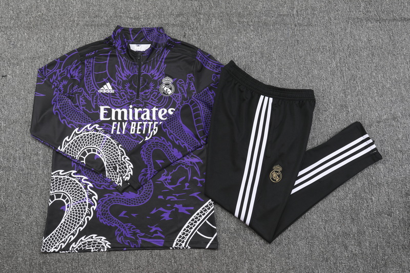 2023/2024 Real Madrid Half-Pull Training Suit Purple Football Shirt Set