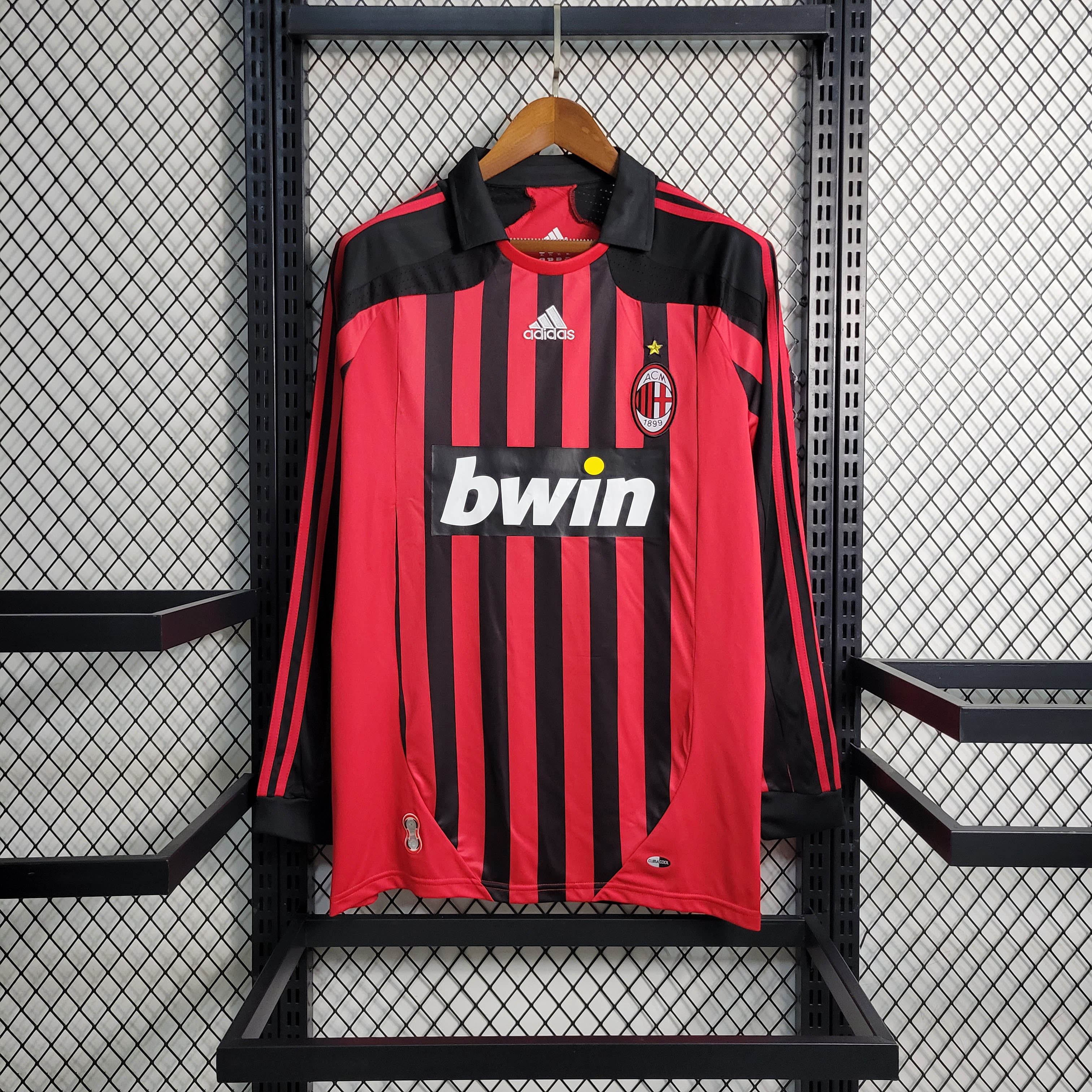 2007/2008 Retro Long Sleeve AC Milan Home Football Shirt