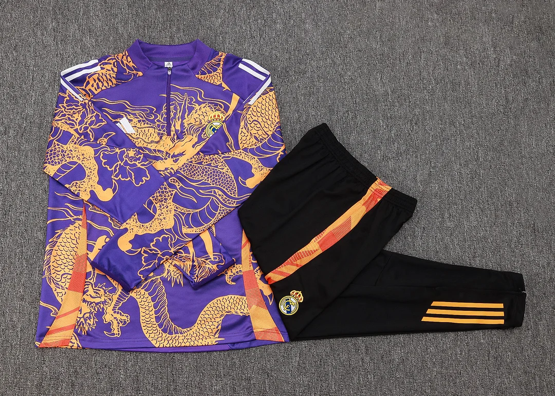 2024/2025 Real Madrid Half-Pull Training Wear Purple Football Shirt