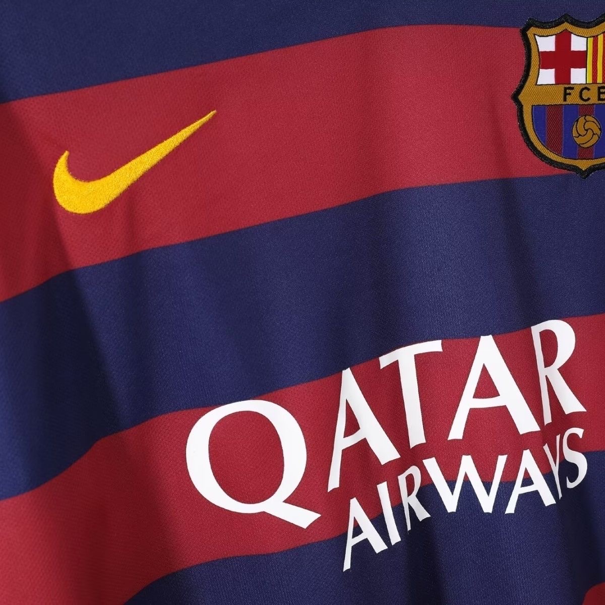 2015/2016 Retro Long Sleeve BarcelonaHome Football Shirt 1:1 Thai Quality!