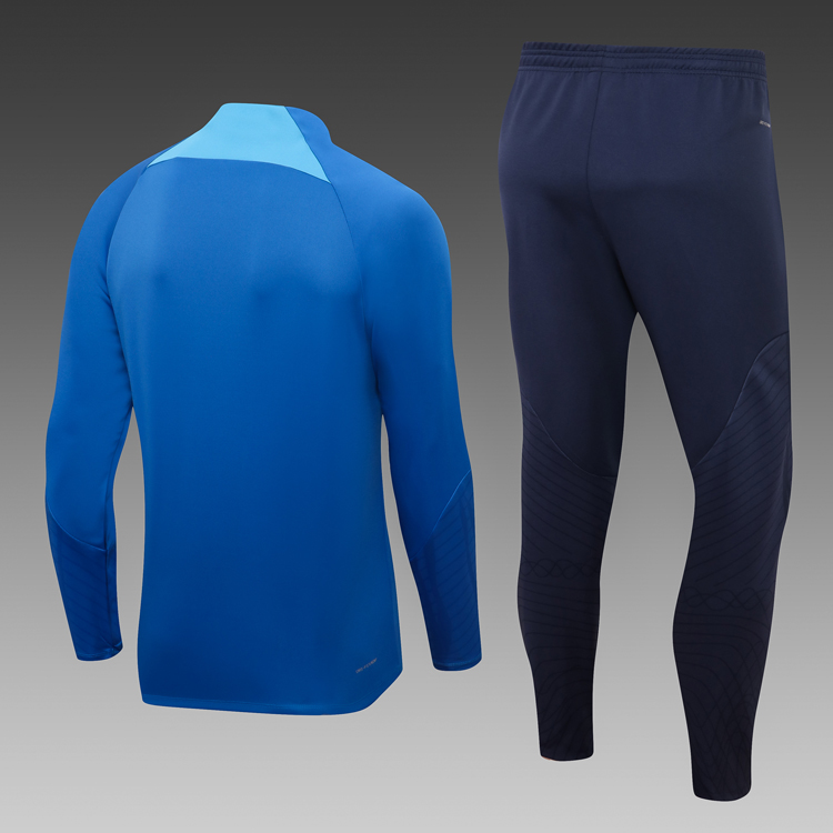 2023 England Half-Pull Training Suit Blue Football Shirt Set
