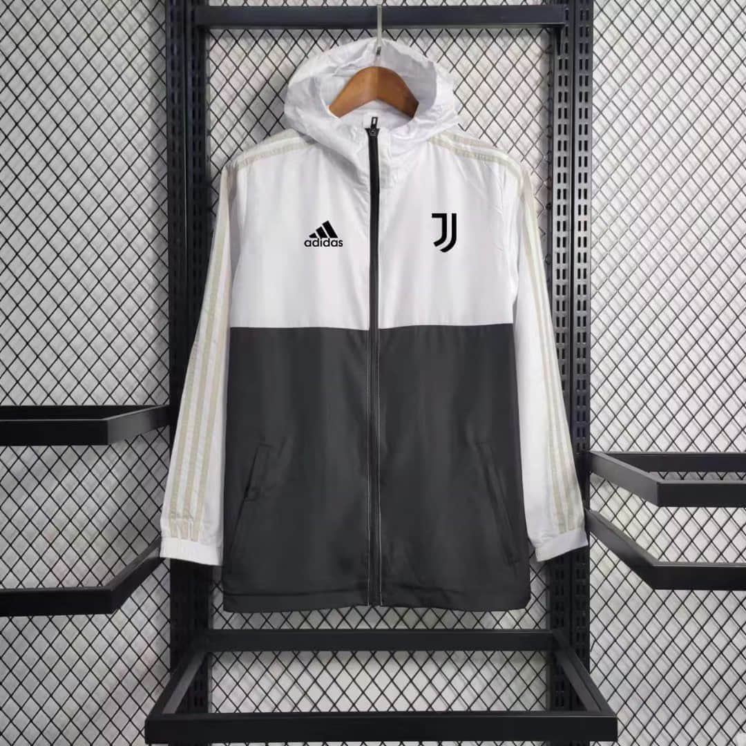 2023/2024 Juventus Windbreaker(White-Black)Football Shirt
