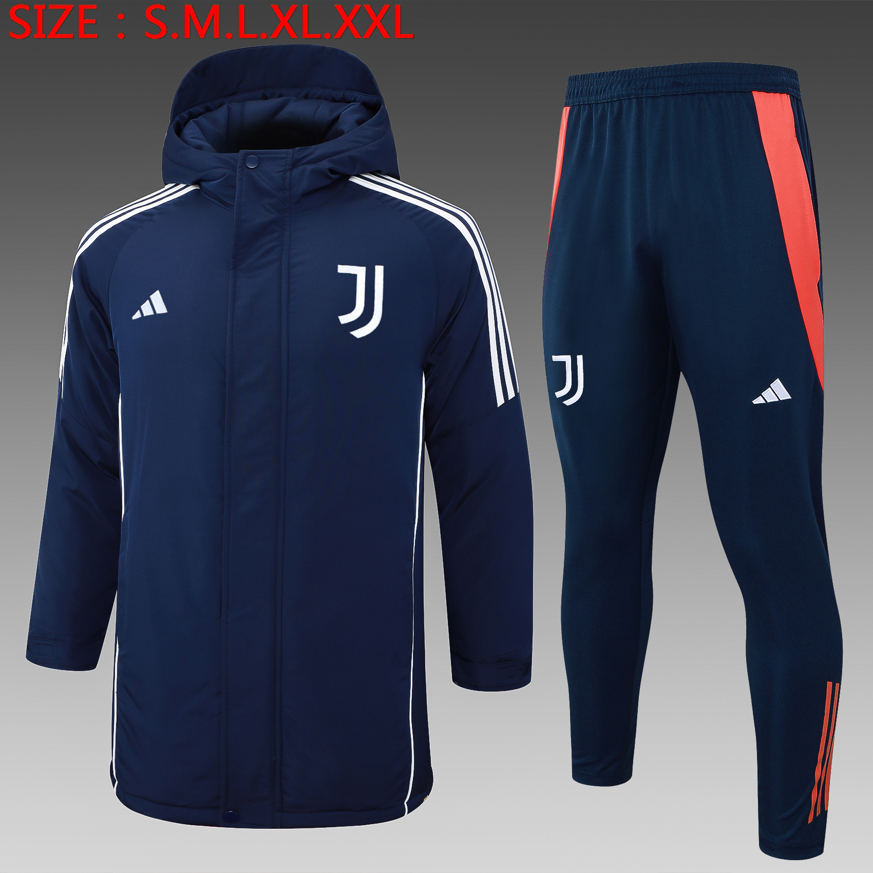2024/2025 Juventus Winter Warm Cotton Coat  White/Black/Blue