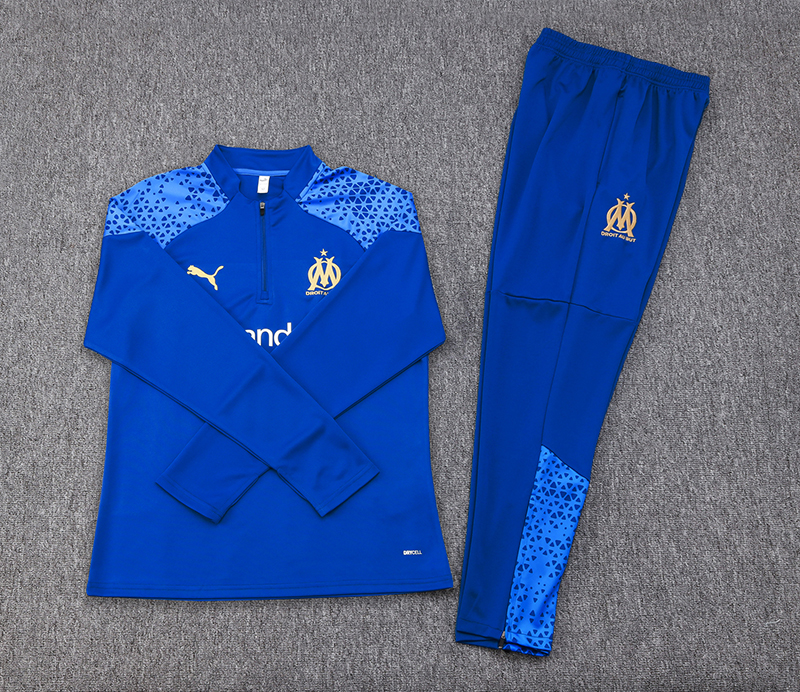 2023/2024 Olympique Marseille Half-Pull Training Suit Blue Football Shirt Set