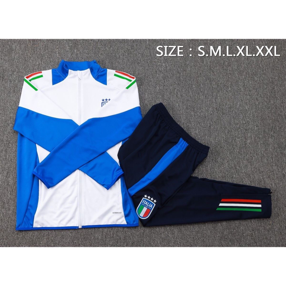 2024/2025 Italy Long Zipped Training Suit white Football Shirt Set