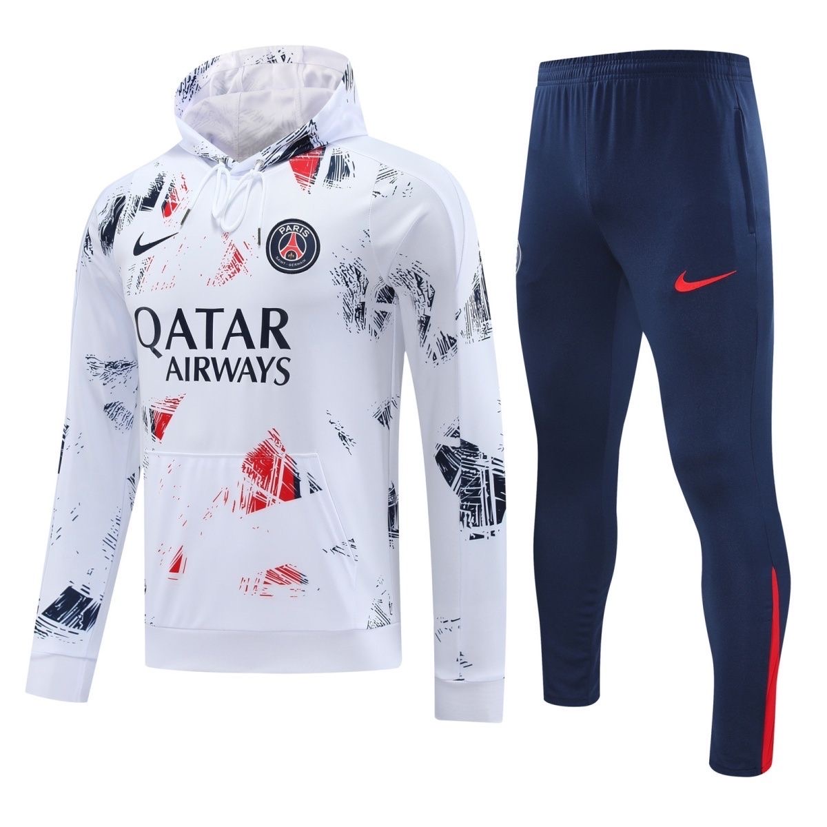 2024/2025 Paris Saint-Germain Hooded Long Sleeves Training Suit White Football Shirt