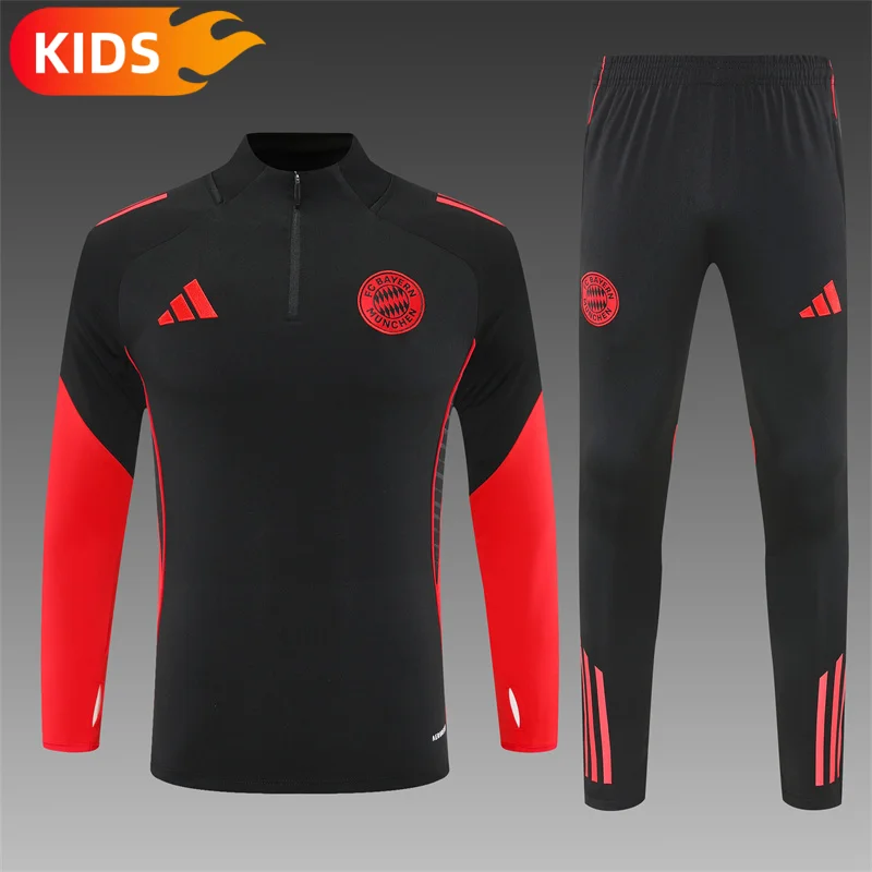 2025/2026 Bayern Munchen Half-Pull Training Wear Football Shirt Kids Size