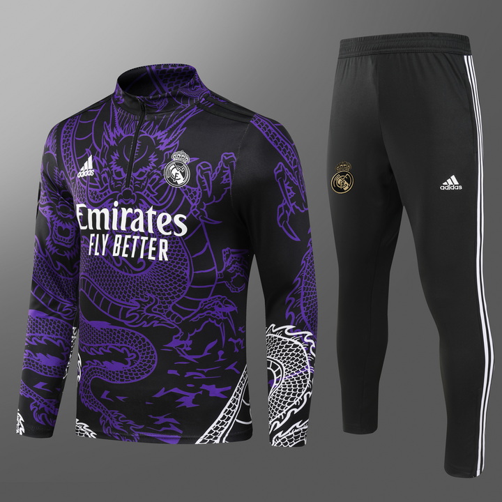 2023/2024 Real Madrid Half-Pull Training Suit Purple Football Shirt Set