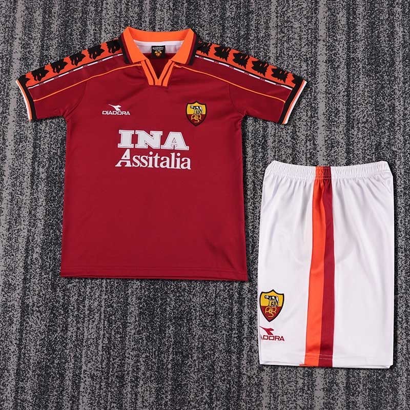 1998/1999 Retro As Roma HomeFootball Shirt Kids Size 1:1 Thai Quality!