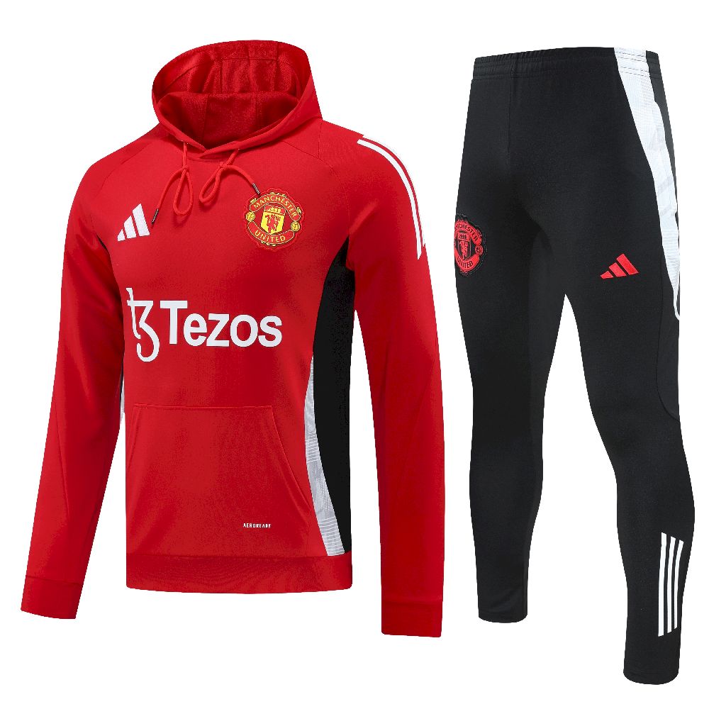 2024/2025 Manchester United Hooded Long Sleeves Training Suit Red Football Shirt