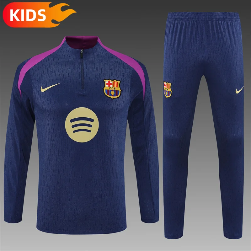 2025/2026 Barcelona Half-Pull Training Wear Football Shirt Kids Size