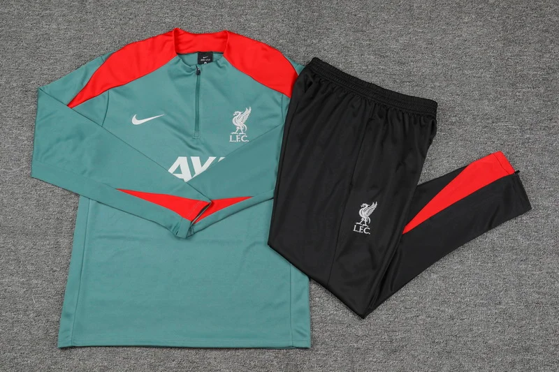 2024/2025 Liverpool Half-Pull Training Wear Green Football Shirt Kids Size