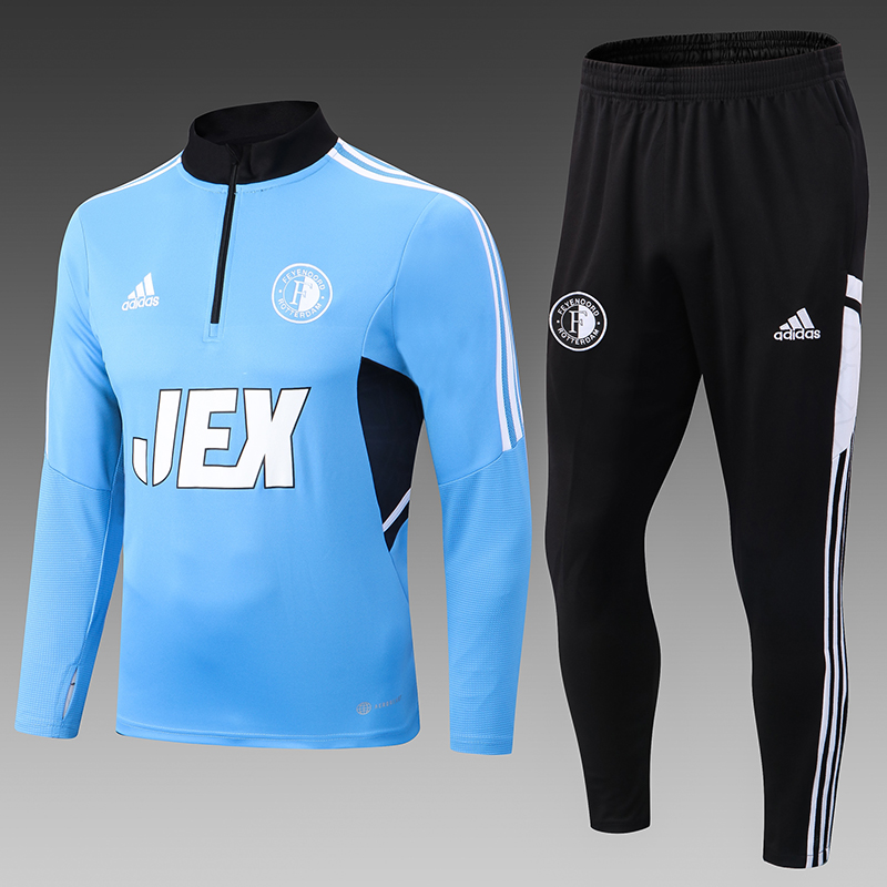 2022/2023 Feyenoord Half-Pull Training Suit Blue Football Shirt Set