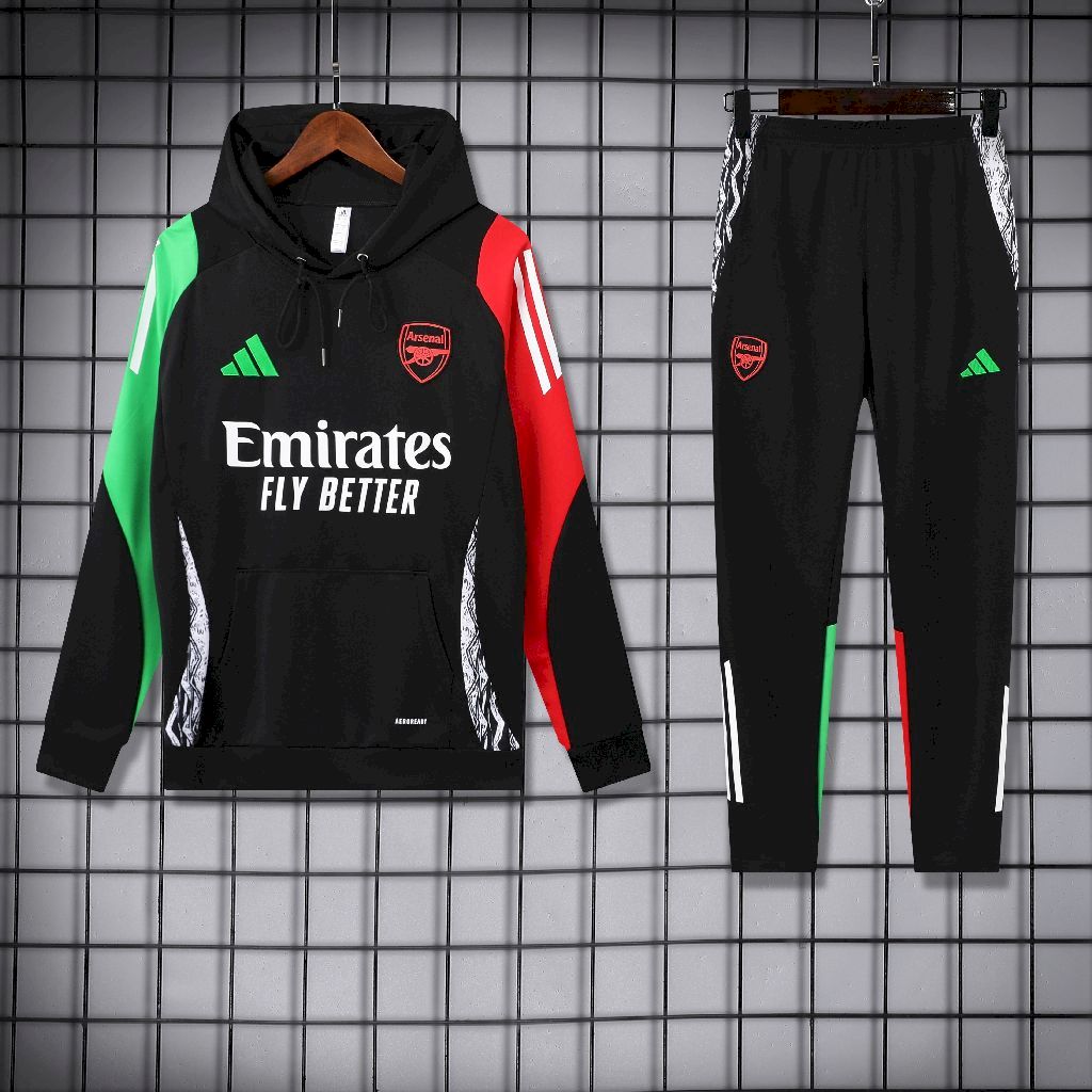 2024/2025 Arsenal Hooded Long Sleeves Training Suit Black Football Shirt