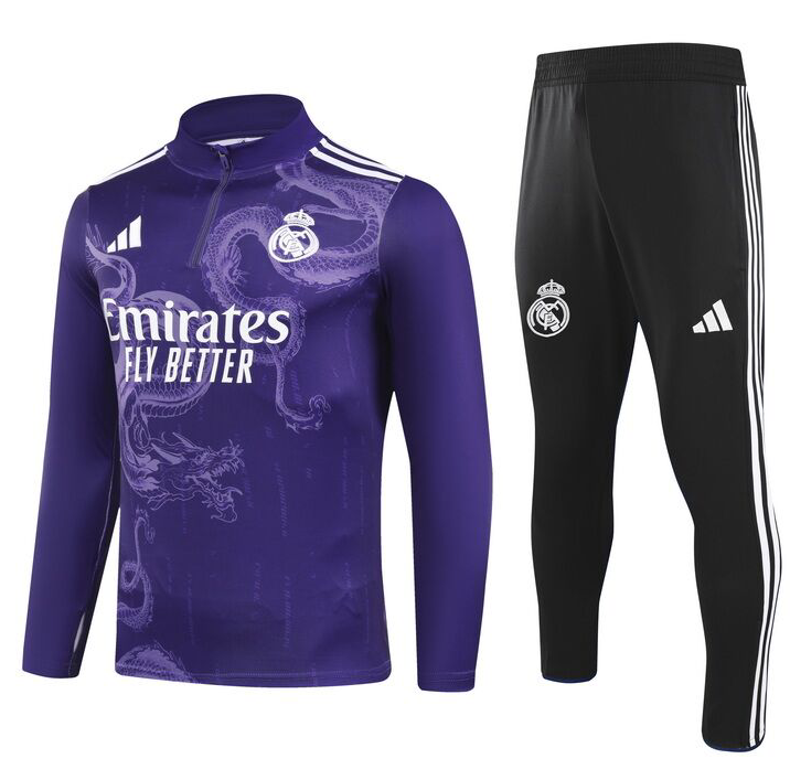 2024/2025 Kids Kit Real Madrid Training Suit Football Shirt Purple