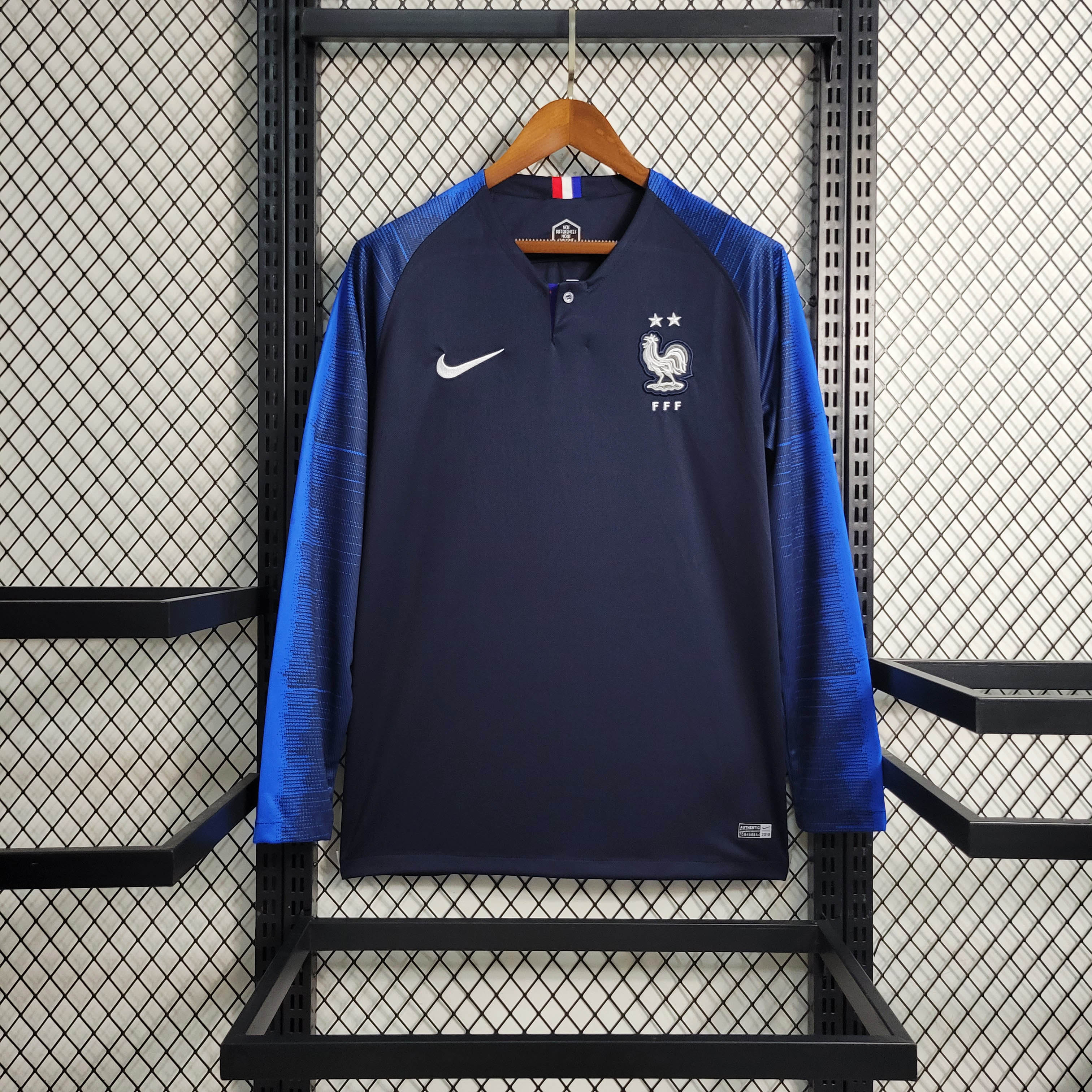 2018 Retro Long Sleeve France Home Football Shirt