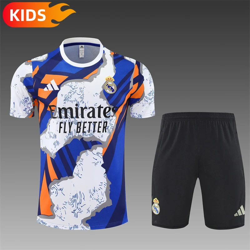 2025/2026 Real Madrid Training Wear Set Shirt Kids Size 1:1 Thai Quality