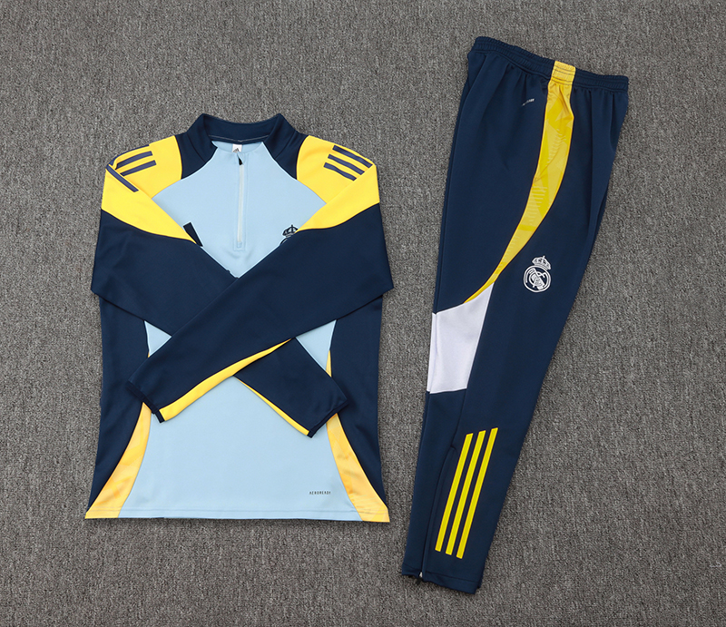 2024/2025 Real Madrid Half-Pull Training Wear Light Blue Football Shirt
