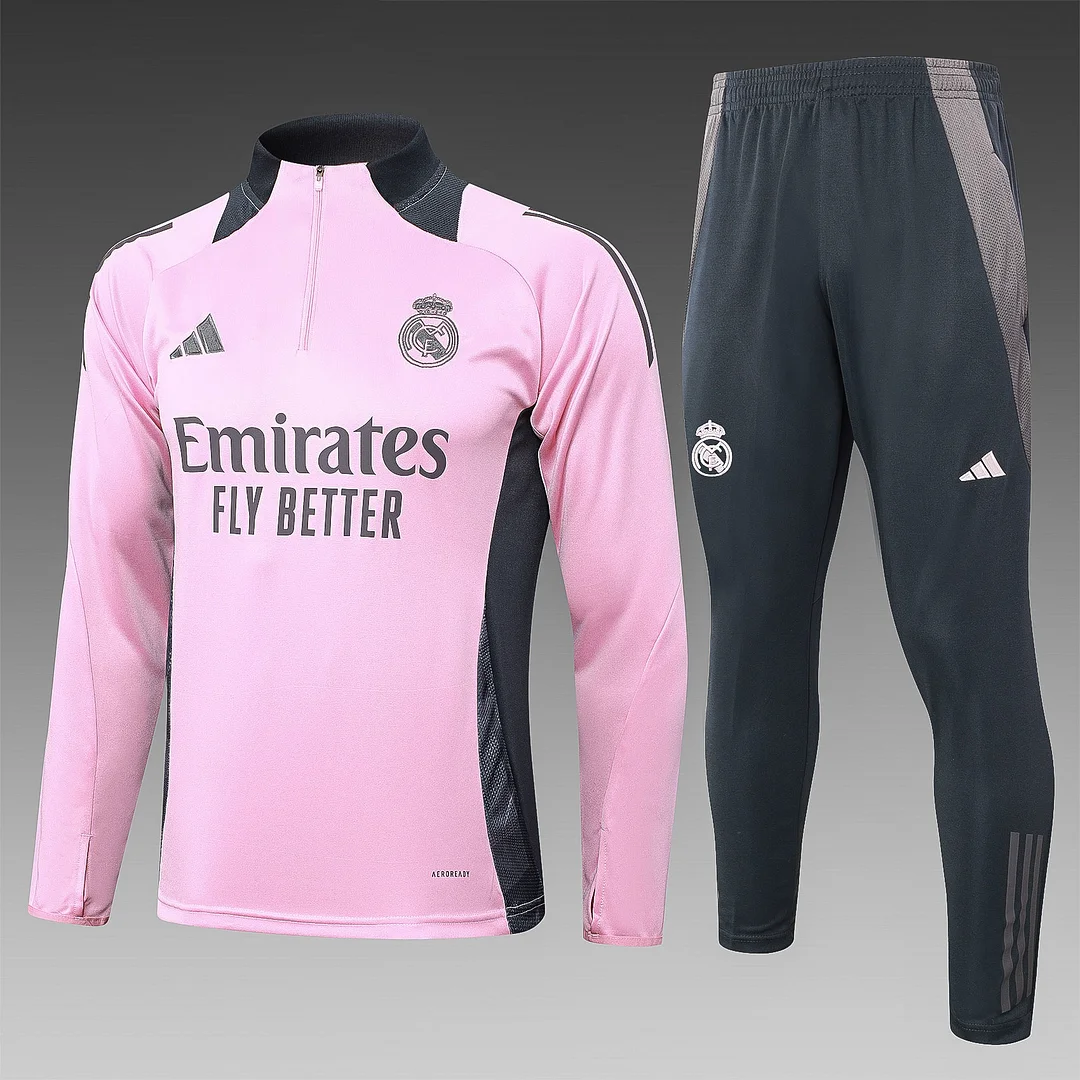 2024/2025 Real Madrid Half-Pull Training Wear Pink Football Shirt