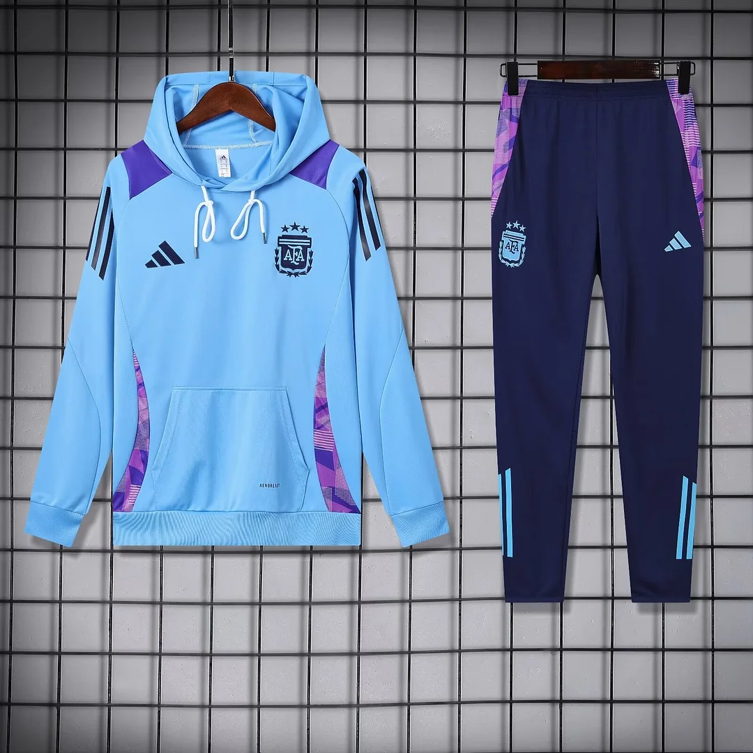 2024/2025 Argentina Hooded Long Sleeves Training Suit Blue Football Shirt