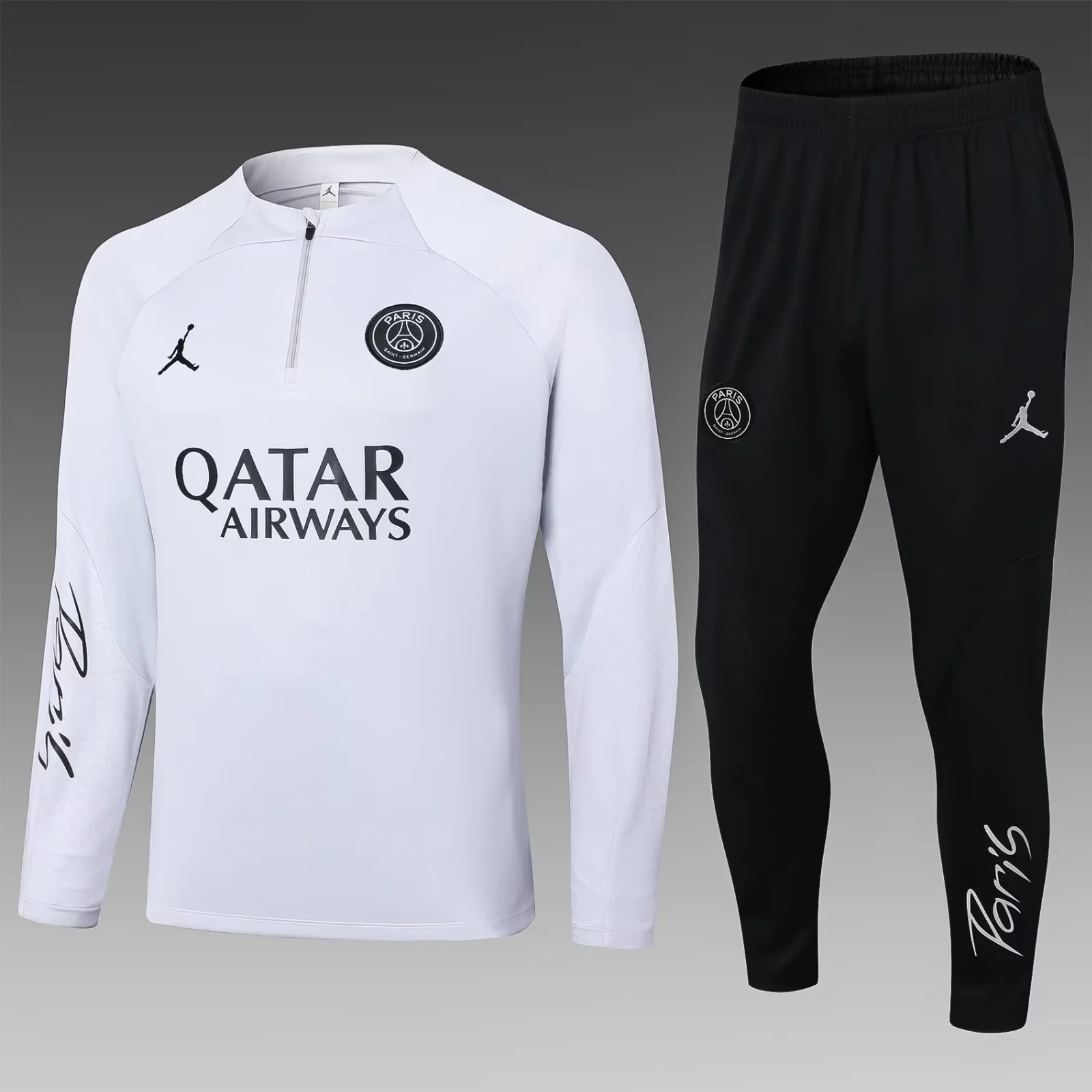 2023/2024 Paris Saint-Germain Half-Pull Training Suit White Football Shirt Set